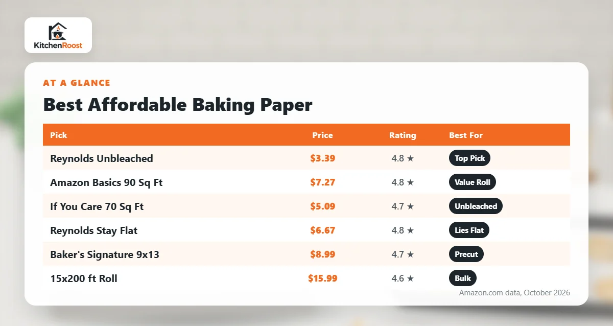 Best affordable baking paper comparison chart
