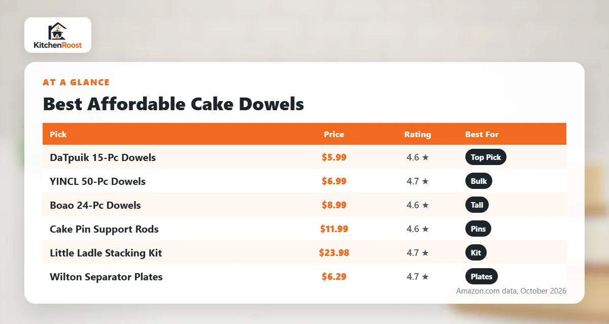Best affordable cake dowels comparison chart
