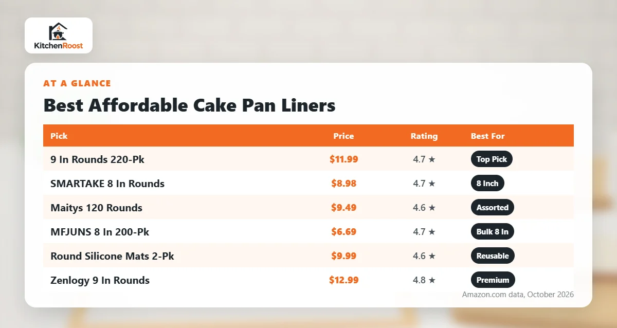 Best affordable cake pan liner comparison chart