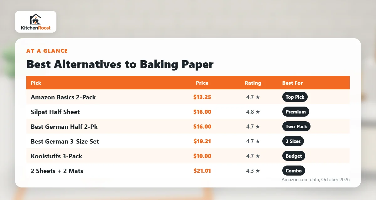 Best alternative to baking paper comparison chart