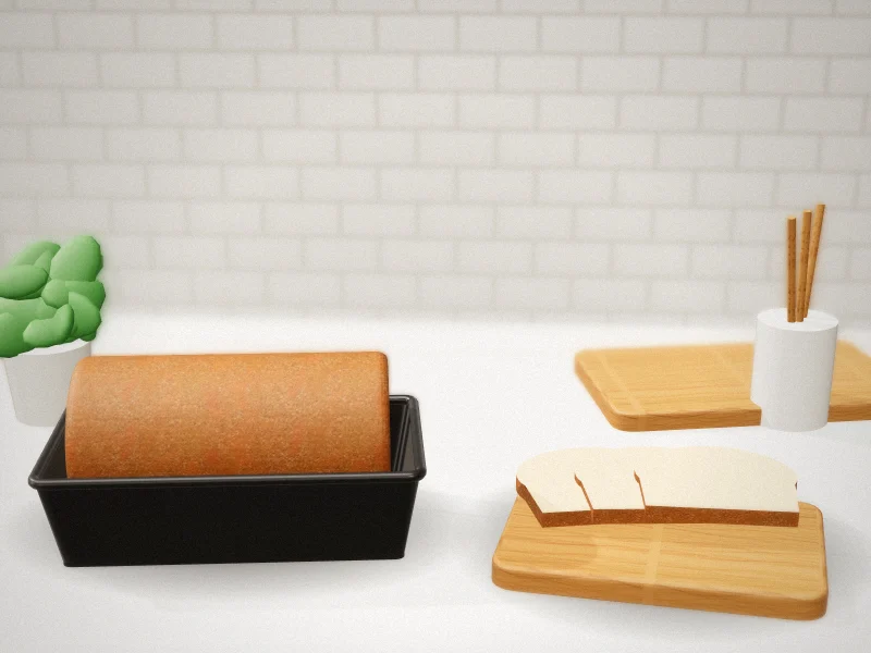 Amazon Basics nonstick loaf pan with a baked loaf in a home kitchen