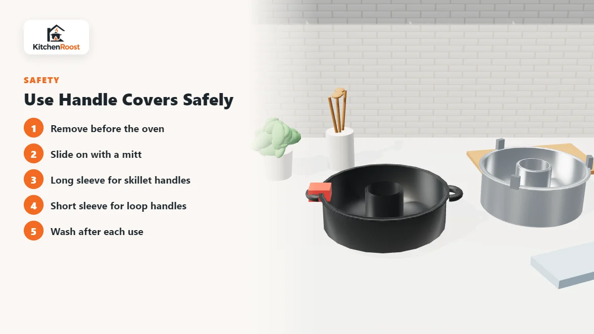 Use Handle Covers Safely for angel food cake pans