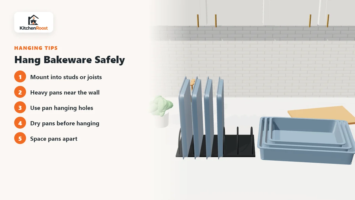 Hang Bakeware Safely - best bakeware pot rack