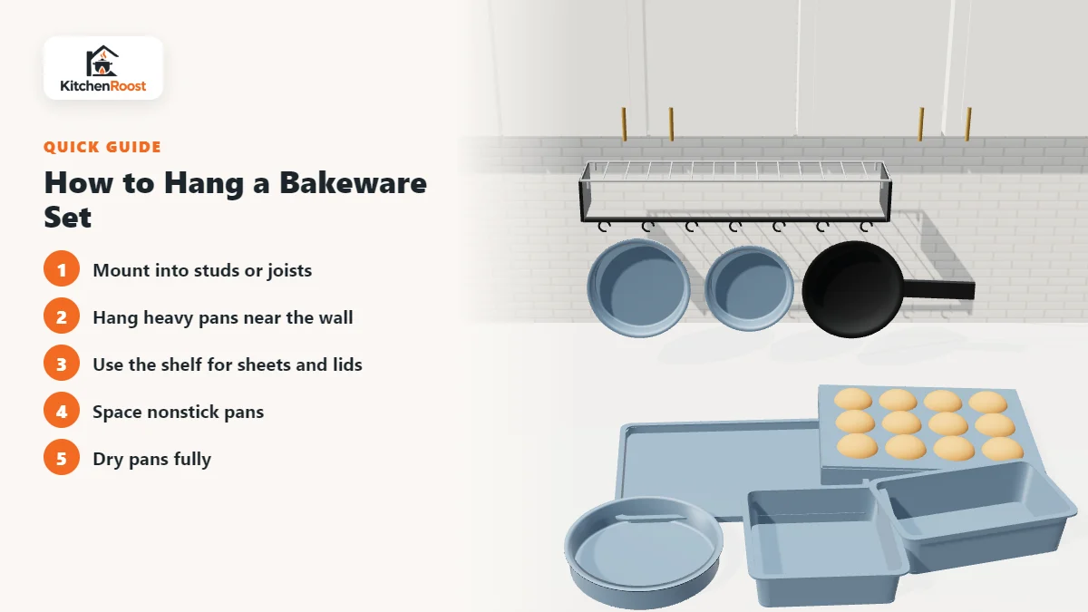 How to Hang a Bakeware Set - best bakeware set pot rack