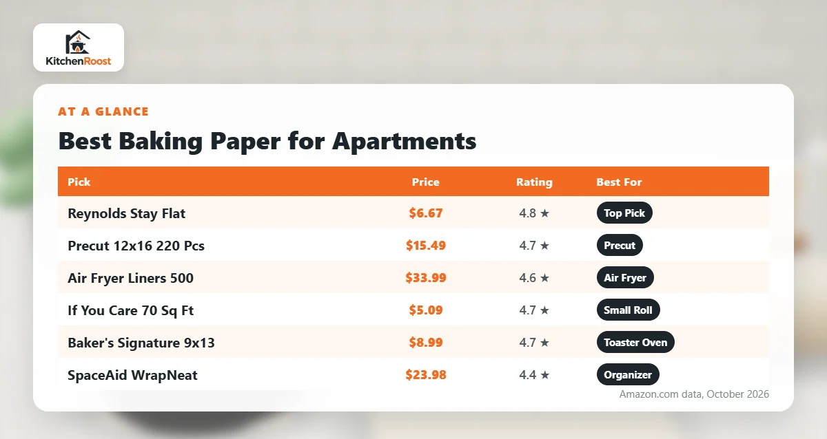 Best baking paper for apartments comparison chart