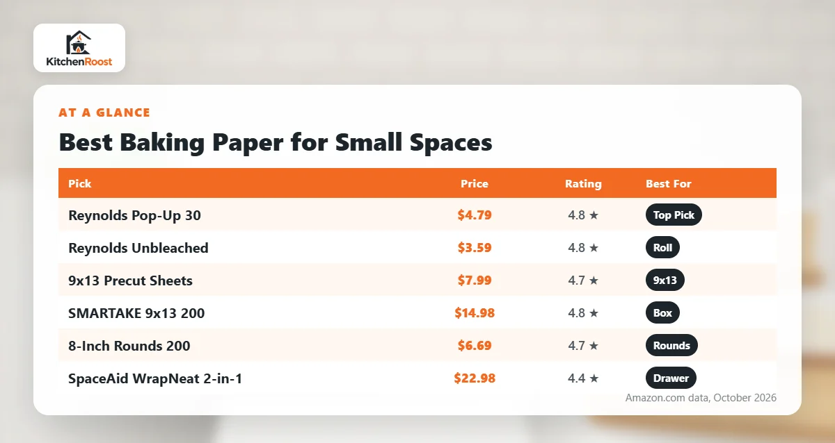 Best baking paper for small spaces comparison chart