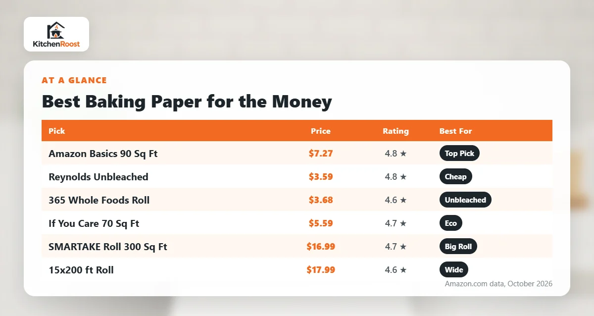Best baking paper for the money comparison chart