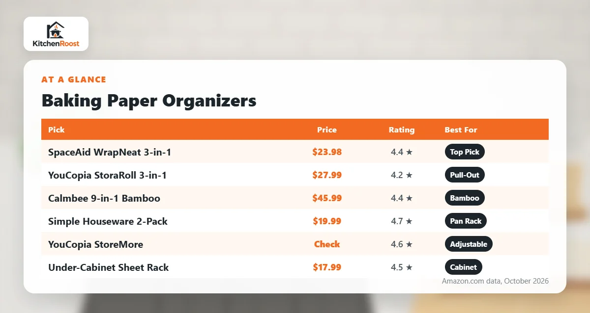 Best baking paper pan organizer comparison chart