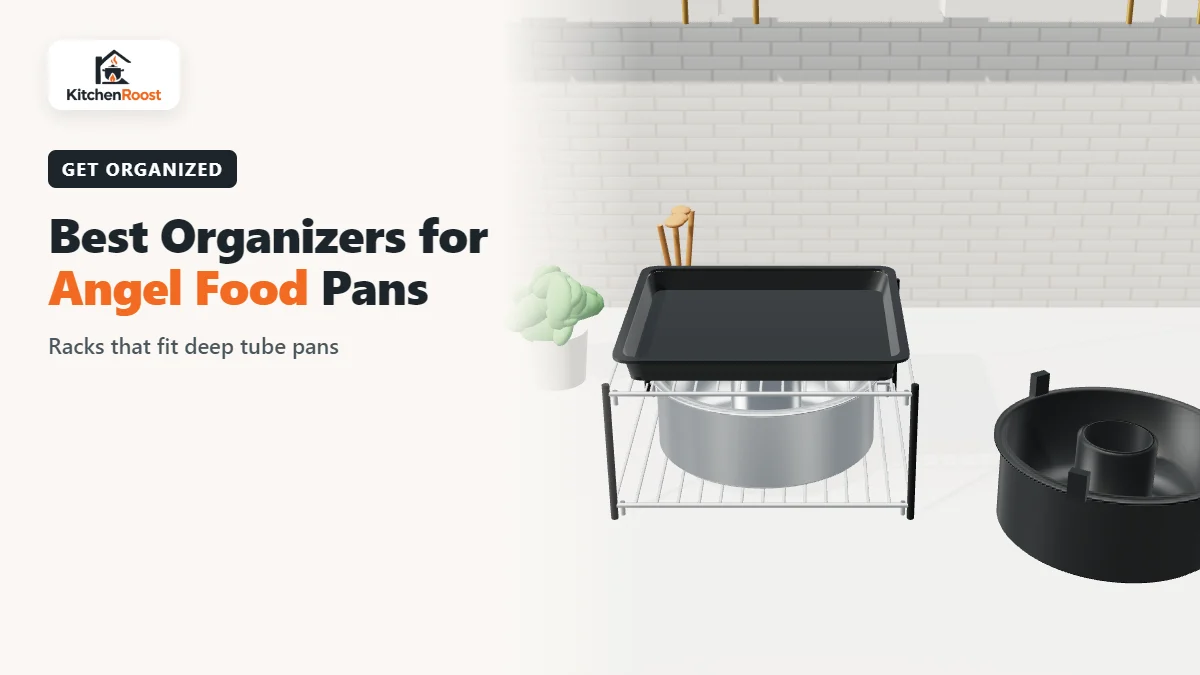 Best angel food cake pan organizer in an American kitchen