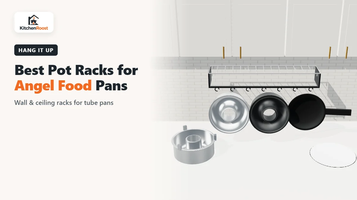Best angel food cake pan pot rack in an American kitchen