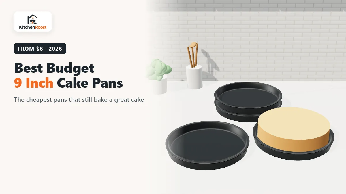Budget nonstick 9 inch cake pans with a baked cake layer