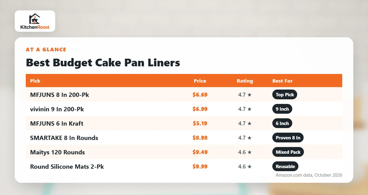 Best budget cake pan liner comparison chart