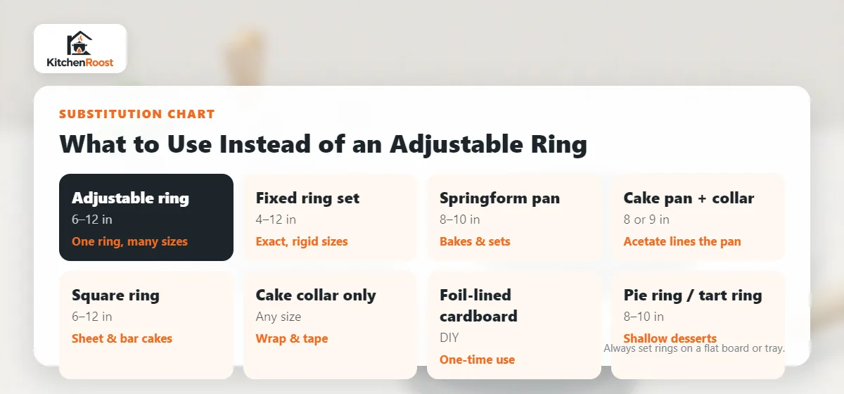 Adjustable cake ring substitution chart