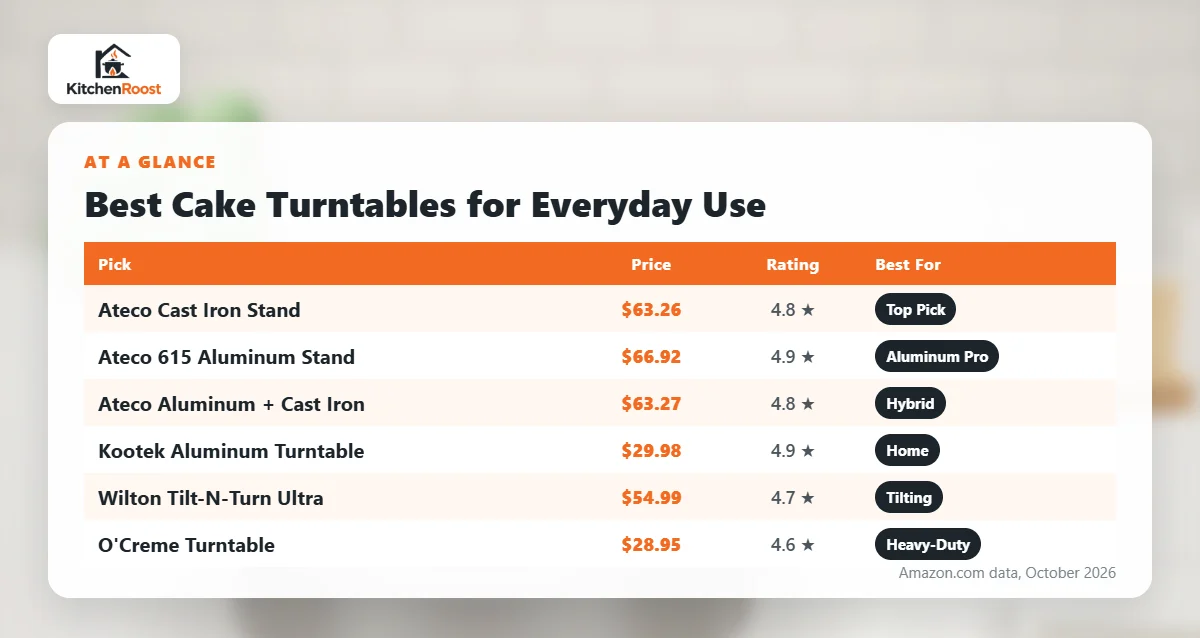Best cake turntable for everyday use comparison chart