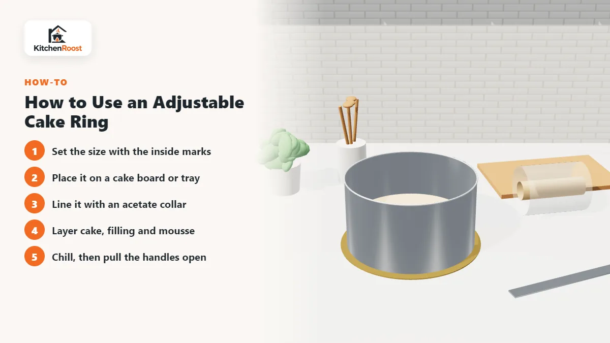 How to use an adjustable cake ring with acetate and a cake board