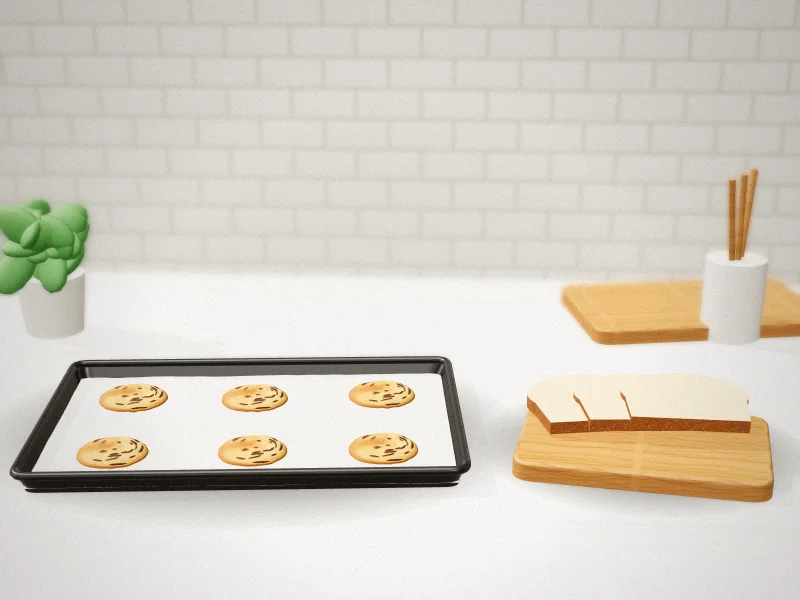 BAKKEN 3-Piece Stackable Nonstick Cookie Sheet Set in a home kitchen