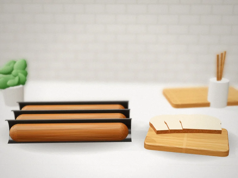 Carbon Steel Perforated Baguette Pan, 15 x 11 Inch, 3 Loaves in a home kitchen
