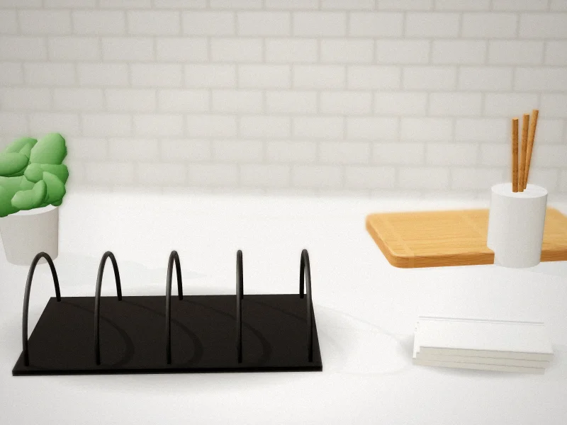 Cutting Board and Baking Sheet Rack for Under Cabinet in a home kitchen