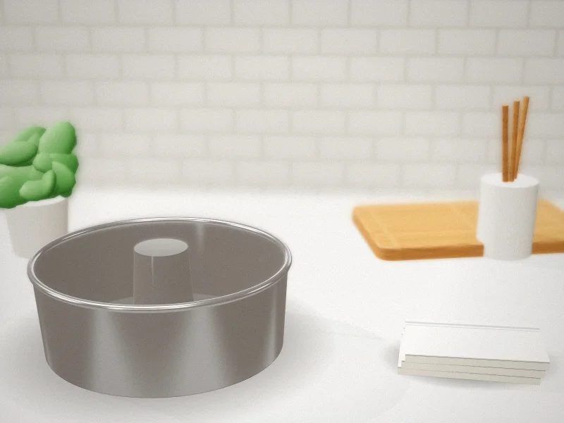 E-far 10-Inch Angel Food Cake Pan, Stainless Steel in a home kitchen