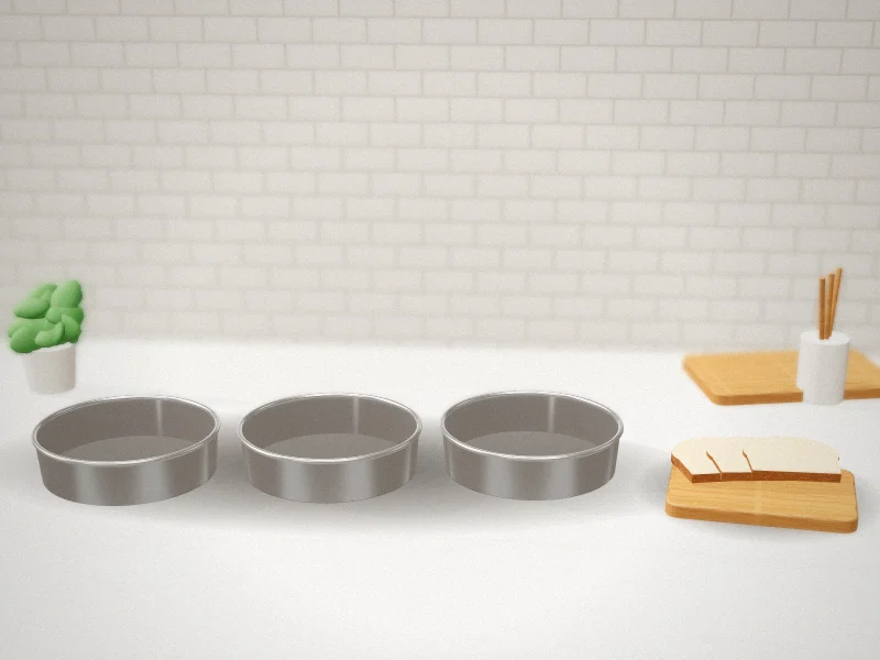 E-far 8 Inch Cake Pan Set of 3, Stainless Steel in a home kitchen
