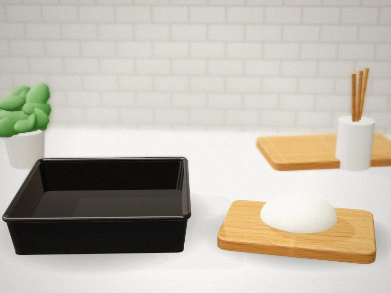 Farberware Nonstick 9 Inch Square Cake Pan in a home kitchen