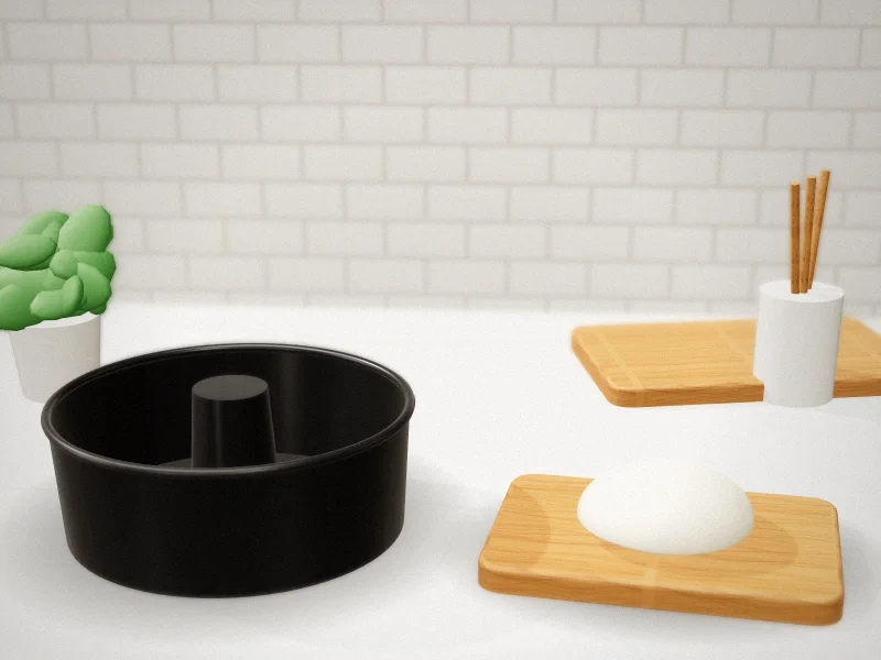 HONGBAKE Angel Food Cake Pan with Removable Bottom in a home kitchen