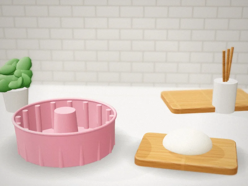 O'CREME Mini Fluted Cake Silicone Baking Mold in a home kitchen