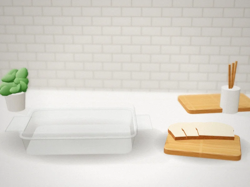 Pexo 9 x 13 Deep Glass Baking Dish with Lid and Silicone Handles in a home kitchen