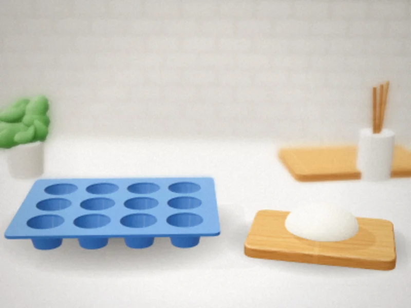 Square Chocolate Mold, 40 Cavities, Silicone Cube Candy Mold in a home kitchen