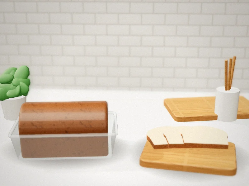 OXO glass loaf pan with banana bread in a home kitchen