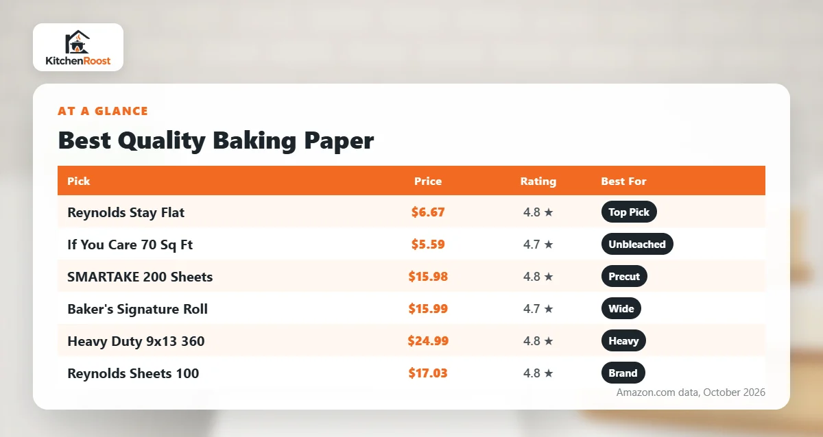 Best quality baking paper comparison chart