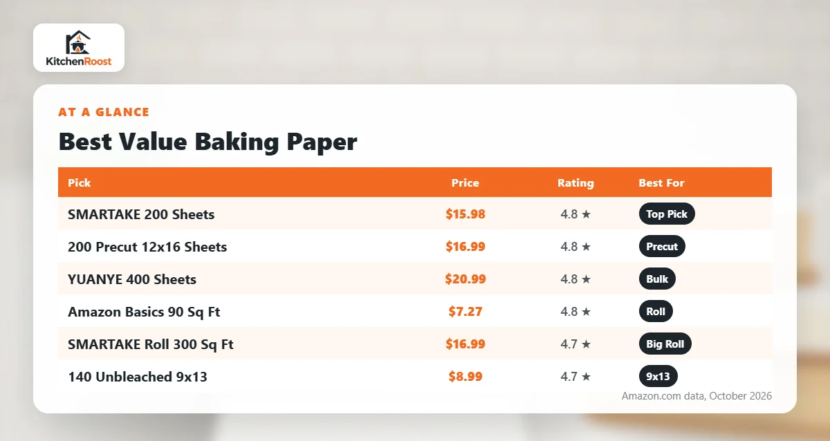 Best value baking paper comparison chart