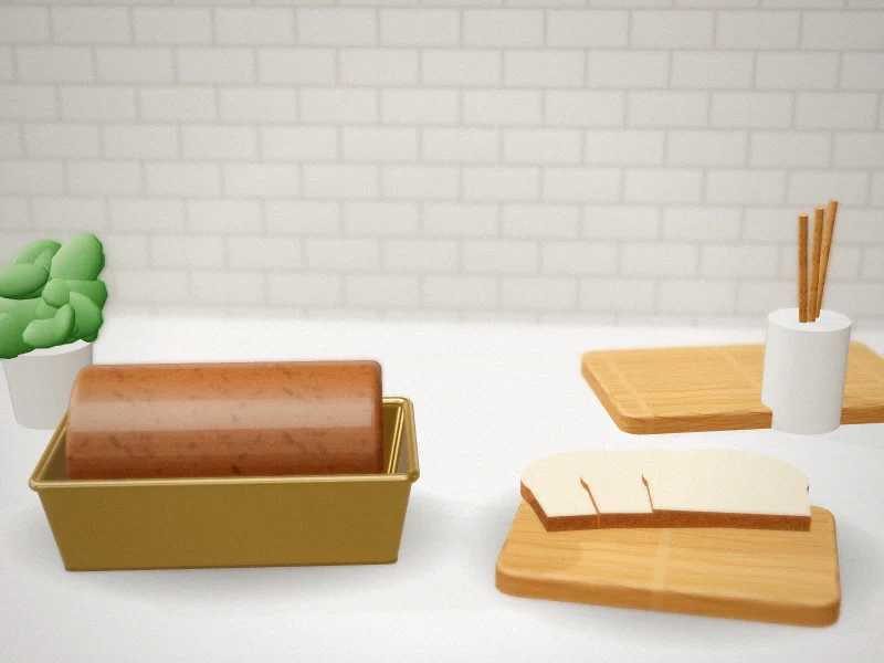 Wilton Gold loaf pan with banana bread in a home kitchen